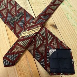 Ermenegildo Zegna Neck Tie Mens Red Blue Geometric Diagonal Abstract 100% Silk